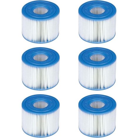 Lot de 6 cartouches filtrantes compatibles avec les piscines Intex PureSpa Type S1 Easy Set référence 29001E filtres de rechange pour piscine et spa (1/5)