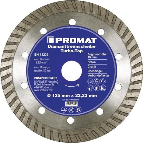 Disque à tronçonner diamant D. 180 mm perçage 254 / 22,23 mm âme en acier 10 mm (1/3)