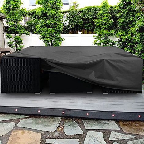 Housse De Meuble De Jardin - 210D Oxford Imperméable Avec Revêtement PU - Pour Canapé D'Angle Extérieur Table Rectangulaire Et Chaises - XL 150x100x125 cm (1/4)