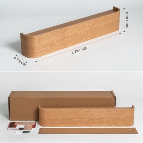 Porte-Manteau Mural Bois Design Moderne avec Crochets Muraux Cachés Panneau en Placage de Bois Massif Chêne