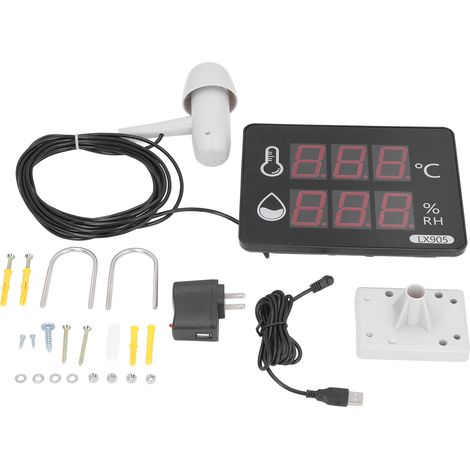 Thermomètre Hygromètre Digital Affichage LED Grand Écran Sonde Étanche Extérieure Précis pour Maison Atelier Jardin (1/5)