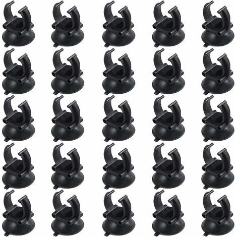 25 Pièces Aquarium Ventouse Porte-Tube, Support De Ventouse D'aquarium, Aquarium Sucker Réservoir De Poissons Ventouse Clip en Plastique PVC Noir (1/5)