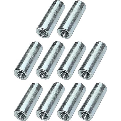 SHINING HOUSE Lot de 10 écrous manchons de jonction M6x30x10mm filetés - manchon de raccordement rond cylindrique prolongateur - en acier zingué