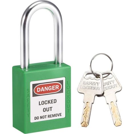 Vorhängeschloss Lockout-Tagout-Sperren 1-1/2 Zoll mit 2 Verschieden Schlüssel Kunststoff Gras-Grün (1/4)