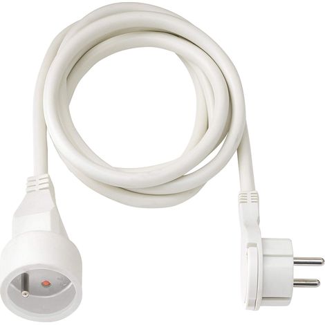 Rallonge électrique avec fiche Plate, 5m H05VV-F 3G1,5, Blanc (1/5)