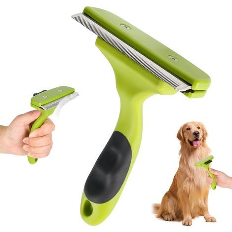 Bürste für langhaarige Hunde, mit Selbstreinigungsfunktion für Hunde und Katzen, Massagebürste, entfernt Unterwolle zur Fellpflege (1/5)