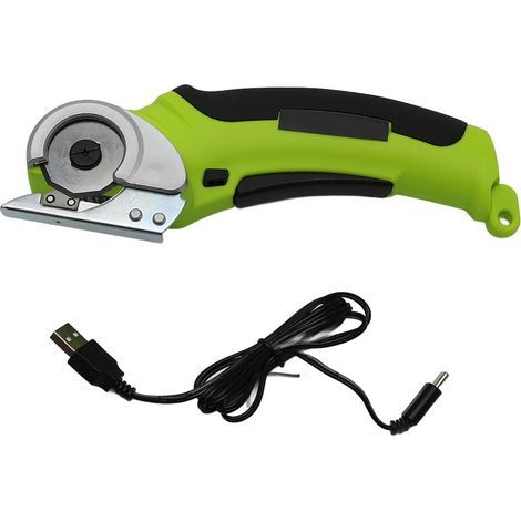 Ciseaux électriques portatifs, coupe sans fil alimenté par batterie, pour tissu, cuir, carton, plastique, vert (1/2)