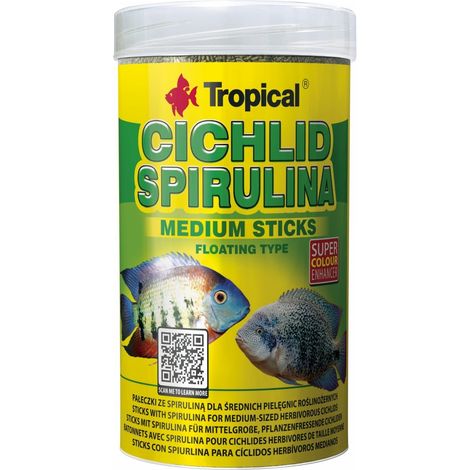 Palitos medianos de espirulina para cíclidos tropicales 250 ml/90 g