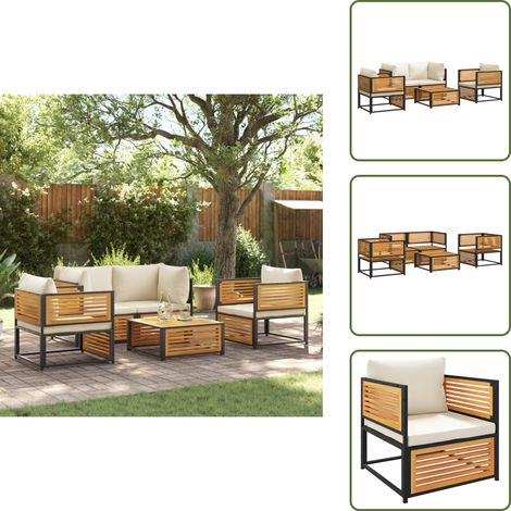 Cuscini da seduta - vidaXL Set Divano da Giardino 5 pz con Cuscini Legno Massello Acacia - Mobili da giardino