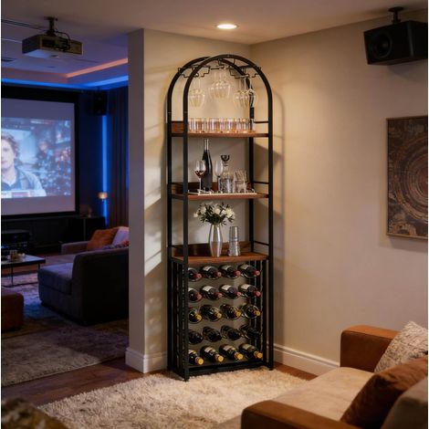 Botellero de pie 183 x 50 x 35 cm en MDF y acero negro OKMYHOME (1/5)