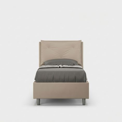 Einzelbett mit Bettkasten 80x190 cm gepolstertes Kopfteil Appia S - Beige (1/5)
