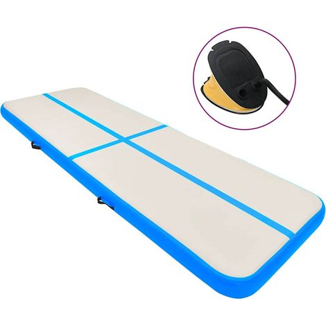Aufblasbare Gymnastikmatte mit Pumpe 600x100x15 cm PVC Blau