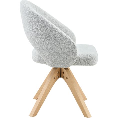 Lot de 2 fauteuils pivotants en velours gris clair avec structure en bois massif pour salle à manger (1/5)