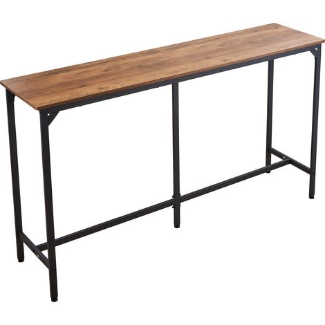 Mophorn 53″ Tall Bar Table, Rectangular High Top Dining Table with Rounded Edges, Light Brown and Black, Extended Horizontal Design for Kitchen, Balcony, or Living Room (1/5)