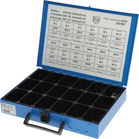 Boîte d'assortiment d'écrous en inox etc.18 sortes