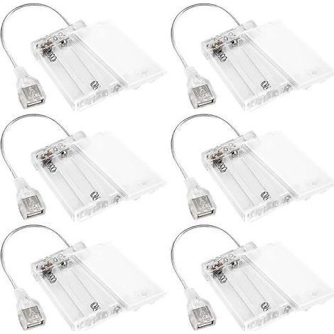 6er-Pack tragbare 5V USB-Powerbank mit Abdeckung für LED-Lampen, 3 x AA-Batterien enthalten. (1/5)