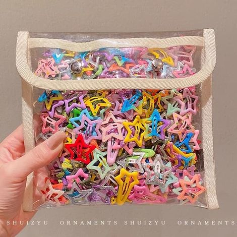 Pince à cheveux étoile à cinq branches – Pince latérale BB colorée style coréen pour femmes et enfants (30 pièces aléatoires) (Emballage OPP) (1/5)