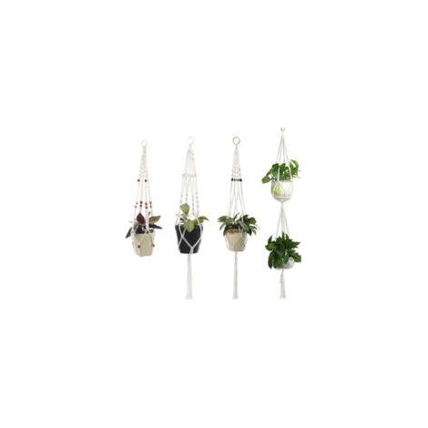Lot de 4 suspensions pour pots de fleurs en corde de coton, supports décoratifs faits main (1/5)