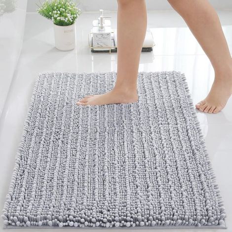 Tappetino da bagno Crezuo ultra morbido, spesso, assorbente, antiscivolo e lavabile in lavatrice per vasca e doccia.