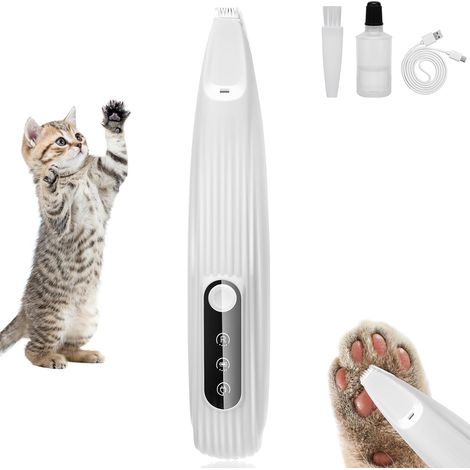 (Blanc) Tondeuse pour Chien Rasoir, Tondeuse Chien, Tondeuse Chat, Tondeuse pour Chat Rasoir Avec Lumière LED, Faible Bruit, pour Animaux de Compagnie Patte Yeux Oreilles Visage Croupe (1/5)