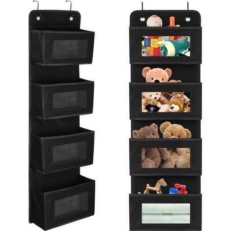 Hängeregale – Hängeleiste – für die Oberseite der Tür – Hängeleiste mit 4 großen Fächern und 2 Metallhaken – für Speisekammer – Kinderzimmer – 2 m (1/3)