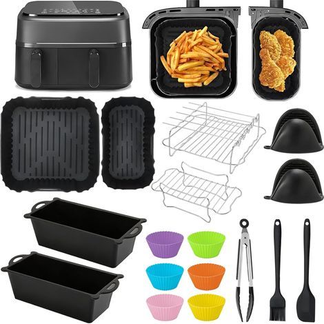 Zubehör für die Phili Dual Baket 3000 Serie 9L Heißluftfritteuse – 23-teilig – Wiederverwendbare Form für die Phili Dual Baket 3000 Serie 3L/6L Heißluftfritteuse (1/5)