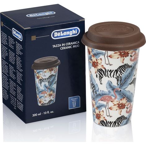 Delonghi tazza Animals ceramica termica doppia parete 300ml coperchio silicone (1/2)