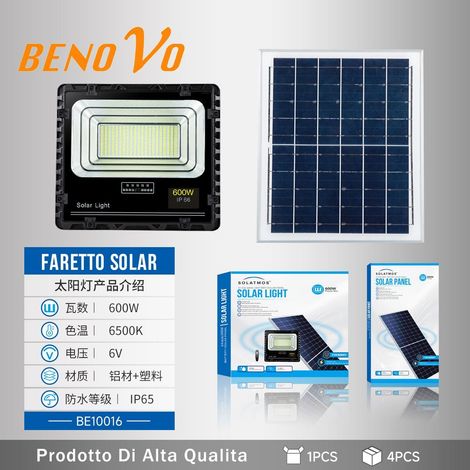 Faro led 600W con pannello solare 35w sensore crepuscolare esterno ip66 150lm/w (1/3)