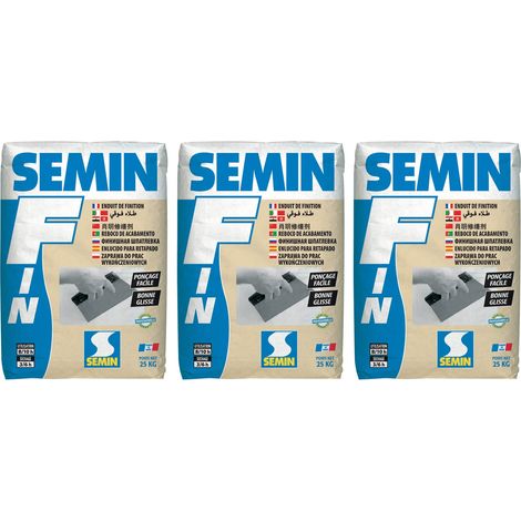 Enduit de Finition Semin F - Intérieur - Poude - Sac de 25 kg (lot de 3)