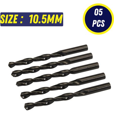 Dapetz ® 10Pcs x 10.5mm HSS Jobber Drill Bits, Black Twist Drill Bits for Stainless Steel Copper Aluminium Alloy Metal, Wood and Plastics DIN338 (1/5)