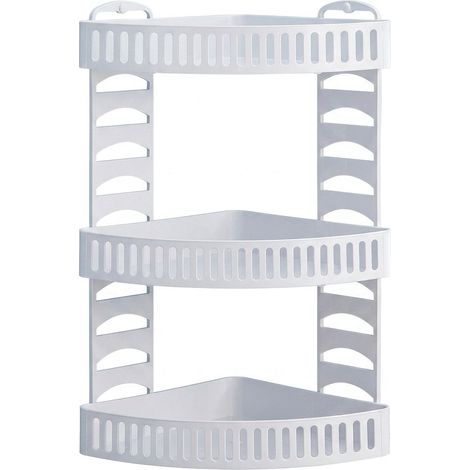 Angoliera a Tre Piani HEMAX Scaffale Angolare Salvaspazio Bianco Bianco (1/4)