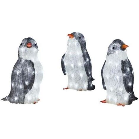 Lot de 3 Sculpture Pingouin lumineux Ornements créatifs Décoration de Noël jardin pelouse (1/4)