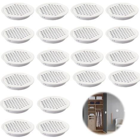 Grille D'aération Trou Inox Blanc Ronde 20 Pièces Grille Ventilation pour Cuisine Armoire Meubles 53mm Grille Aeration Pour Armoires, Bibliothèques, Penderies, Armoires à Chaussures, Caves à V
