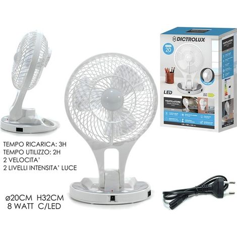 VENTILATORE PIEGHIEVOLE RICAR. 8W LED H32CM.