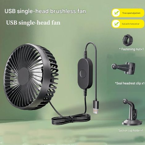 Universeller 5V USB-Autolüfter mit 360°-Drehung, Saugnapf, hohem Luftdurchsatz und drei Geschwindigkeitsstufen. (1/4)