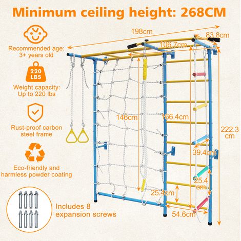 Struttura da arrampicata indoor per bambini 7 in 1 in acciaio al carbonio, blu HAVRYA (1/2)