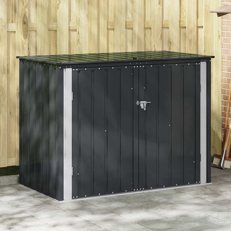 Vidaxl – Coffre de jardin en acier noir 151,5 x 82 x 110,5 cm – Résistant à l'humidité – Verrouillage sécurisé – Grand espace de rangement (1/5)