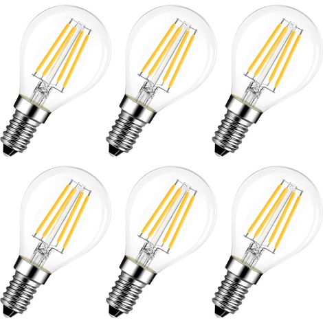 Lampadine LED Edison, 4W, attacco E14/G45, confezione da 6, non dimmerabili, 470 lumen, luce bianca calda 3000K - AquaForge (1/5)