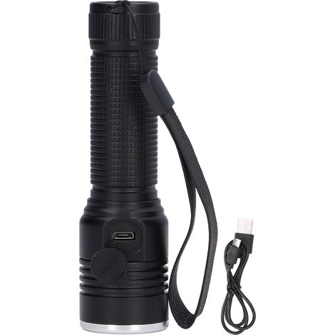 2000 Lumen Zoom-LED-Taschenlampe mit Griff aus Aluminiumlegierung und Schutzfunktion, Schwarz (1/5)
