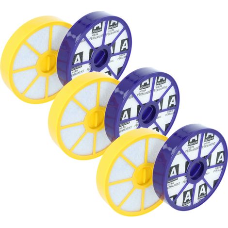 vhbw 3x filtre pré-moteur, 3x filtre après-moteur HEPA compatible avec Dyson DC14, DC15, DC08, DC05 aspirateur