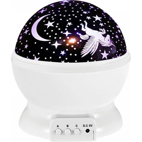 Filiyano – Lampe de projection LED à ambiance romantique, projecteur pour enfants Licorne Ciel Étoilé, veilleuse (blanche), motif monde fantastique (1/4)