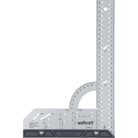 1 - Multifunktionswinkel - Stahl - Misst und markiert Winkel und Abstände - Führt Sägen und Bohrmaschinen - Für Schreiner- und Bodenverlegearbeiten - Silber - 30 x 30 cm (1/5)