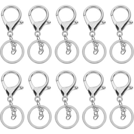 Lot de 10 mousquetons porte-clés en métal argenté, crochets de sac à main simples et résistants, fermoirs à pince non décolorants. (1/5)