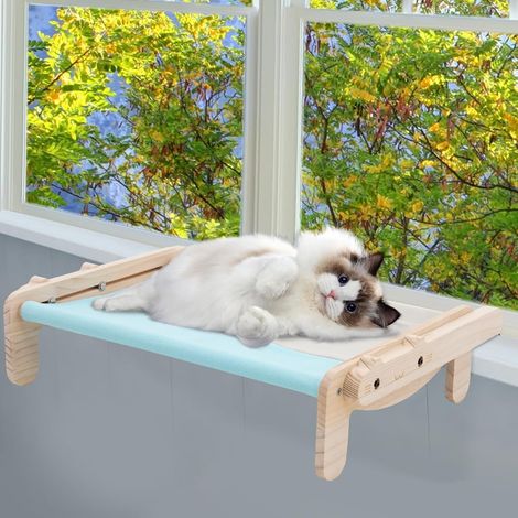 1 - Hamac Chat - Perchoir Fenêtre - Lit Suspendu et Transat - Installation Sans Perçage Pour Maison 2 Chats Gris 100x60cm (1/5)