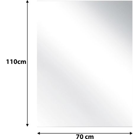 Specchio Rettangolare Filolucido Con Vetro Da 5 mm Bordi a 90° Installazione Verticale e Orizzontale Reversibile Con Pellicola Antiesplosione e Ganci Inclusi Design Moderno Per Bagno Casa 70 X 110 Cm 