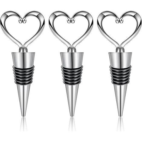 Bouchon de bouteille en forme de cœur, lot de 3, réutilisable, étanche, pour vin, champagne et bière, scelleur de bouteille décoratif, accessoire de cave. (1/5)