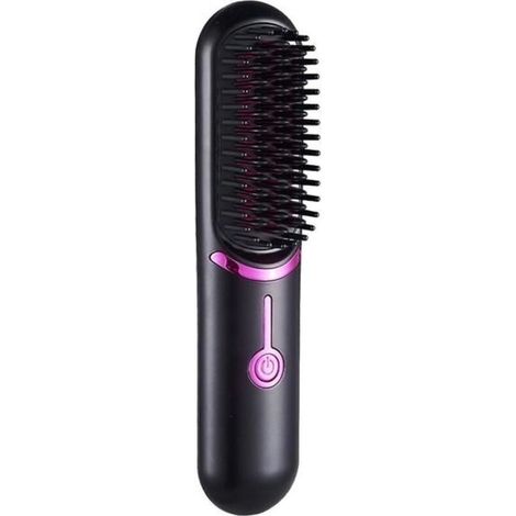 Mini cordless straightening brush, portable straightening comb with USB charging for women, anti-burn negative straightening brush