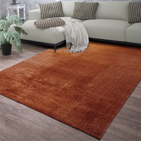 Tapis de salon à poils courts, uni, design moderne, lavable 80 cm x 150 cm x 14 mm, Rectangulaire, Cuivre (1/5)