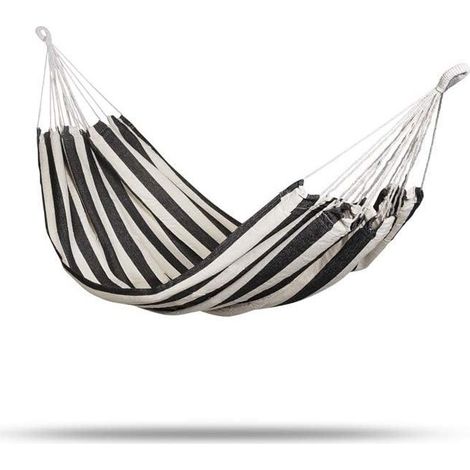 AGE Hamac de jardin noir et blanc hamac en toile hamac balançoire épaissi Camping décontracté simple avec sac en Nylon (1/4)