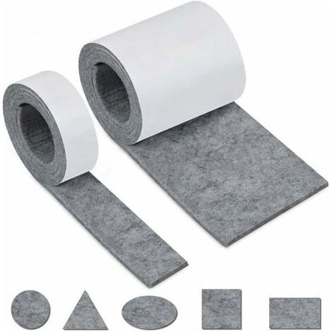 Patins En Feutre Autocollants - 2 Rouleaux 100x10 Cm Et 100x2 Cm - Pour Pieds De Meubles Chaises Canapés - 4 Mm D Epaisseur - Lot De 2 (1/5)